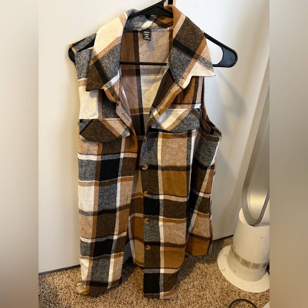 SHEIN Checkered Vest - Brown, Black, White